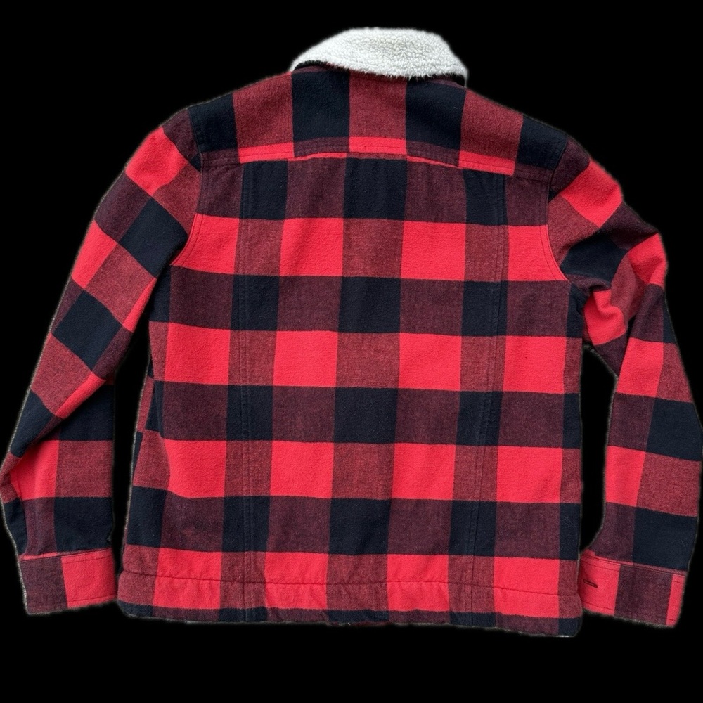LL Bean Signature Sherpa Lined Buffalo Plaid Jacket - Throwback Red & Black S - Picture 2 of 8